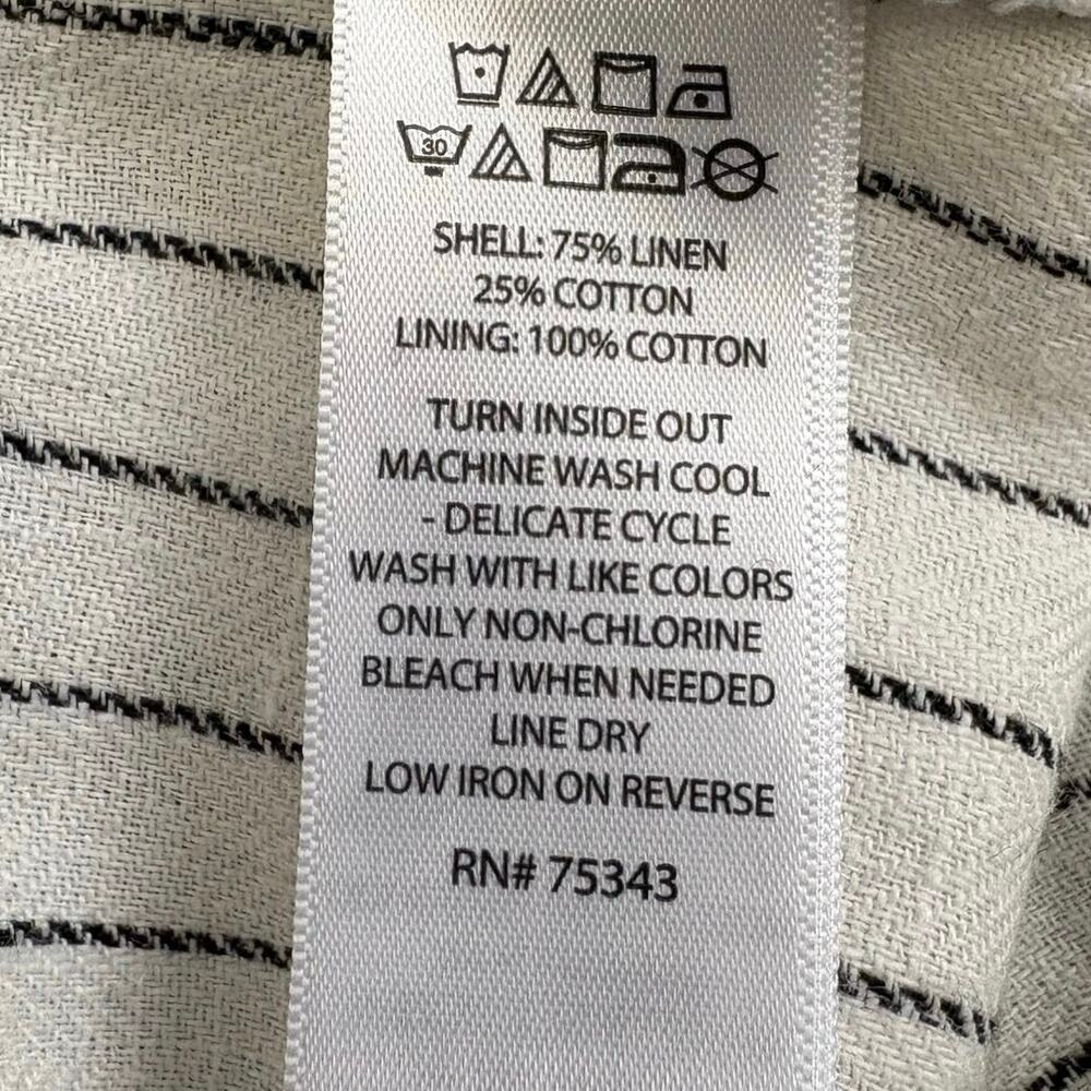 Rachel Zoe Linen Cotton Blend Black Striped Wide Leg Jumpsuit Women’s Size 4 - Picture 6 of 7